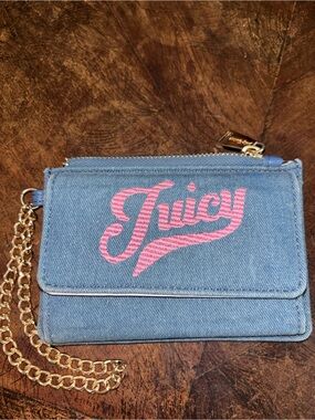 Juicy Couture Blue Denim Wallet with Pink Logo